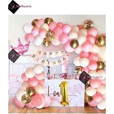 Bliss Store Kızlar Için Pembe Kraliçe Taçlı Lüks 1 Yaş Doğum Günü Parti Süsü Iyiki Doğdun BMCNM861
