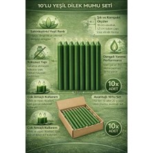 Bliss Store 10’lu Yeşil Dilek Mumu Seti, Kaliteli ve Pürüzsüz Dış Yapılı, Içten Yanan Fitilli, Silindir Blok Tasarımlı, Dekoratif ve Ritüel Kullanımına Uygun Mumlar