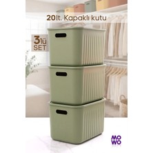 Mowo Home Retro Box Yeşil Renk 17 Lt Çok Amaçlı Düzenleyici Kapaklı Kutu, Saklama Kutusu, Organizer, Storage