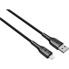 Bliss Store Knıt 2A Çıkış, Usb-A To Lightning Şarj ve Data Aktarım Kablosu, Örgü Tasarım, 1 Metre, Siyah