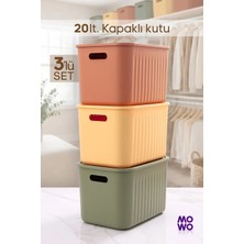Mowo Home Mix Renk 20 Lt Çok Amaçlı Düzenleyici Kapaklı Kutu, Saklama Kutusu, Organizer, Storage, Sepet