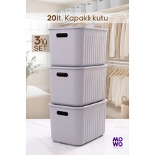 Mowo Home Gri Renk 20 Lt Çok Amaçlı Düzenleyici Kapaklı Kutu, Saklama Kutusu, Organizer, Storage, Sepet