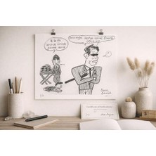 Bliss Store Özer Özgür Orijinal El Çizimi Karikatür Duvar Resmi, 21X30 cm