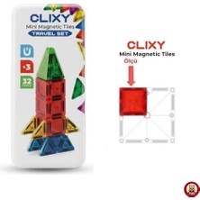Bliss Store Manyetik Yapı Blokları - 32 Parça Seyahat Tipi Mini Bloklar Metal Saklama Kutulu Çanta Boy Renkli
