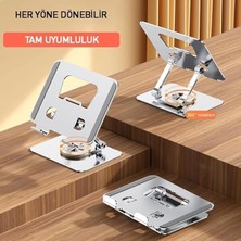 Bliss Store Tablet Standı 360 Derece Dönebilen Tablet Stand Katlanabilir Metal Standı Notebook Laptop Tutucu Standı Tablet ve Telefon Tutucu Stant Tablet Tutucu Metal (Açık Gri) (360 Derece)