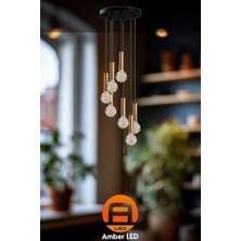 Bliss Store LED Modern Metal Gövdeli 7'li Tepsi Sarkıt Siyah Aydınlatma, SIYAH-6032