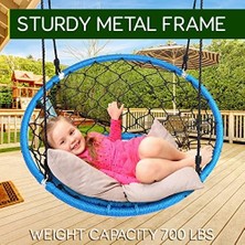 Bliss Store Web Sandalyesi Salıncak, 90 cm Asma Fileli Koltuk, Ağaç ve Iç Mekan/dış Mekan Için Tüm Sezon Yuvarlak Salıncak, Mavi