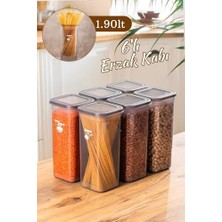Bliss Store 432 gr 6lı Etiketli Kare Un Erzak Bakliyat Saklama Kabı Takımı Seti 1.70 Lt - Gri, 432-GR-6