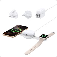 Bliss Store Maggo 3'ü 1 Arada Kablosuz Şarj Istasyonu, Magsafe Uyumlu, Qi2 Maggo Sertifikalı Indüksiyon Şarj Cihazı, 15 W, Katlanabilir Seyahat Şarj Cihazı, 16/15/14, Airpods, (Usb-C Şarj