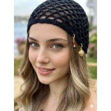 Happy Handmade Ruj&çilek Objeli Viral Kroşe Şapka/trend File Bere/mezuniyet/cotton Yazlık Şapka/özel Hediyelik
