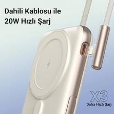 Bliss Store Powerbank 10000MAH Standlı 20W Dahili Type-C Kablolu Taşınabilir Hızlı Şarj Cihazı Beyaz