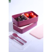Bliss Store Porselen Diyarı 2 Katlı Mikrodalga Uyumlu Yemek Saklama Kabı Beslenme Kutusu Sporcu Öğrenci Okul Işyeri Sefer -Tası Mor