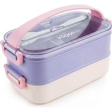 Bliss Store 1400 ml Iki Kat Üç Bölme Paslanmaz Çelik Lunch Box Yeni Nesil Sefer Tası - Kaşıkçatallı -1400462