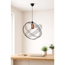 Bliss Store Modern Endüstriyel Sarkıt Avize – Metal Geometrik Tavan Lambası, Minimalist Pendant Aydınlatma, Salon Mutfak Ofis Dekoratif Lamba (Siyah & Bakır Detay)