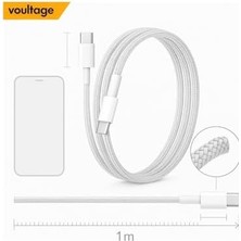 Bliss Store 60W Type-C To Type-C 1 Metre Dayanıklı Örgülü Hızlı Şarj & Veri Kablosu Iphone 17/16/15 Uyumlu Pro Max Air, Galaxy S10 S9 S8 Plus, 10 9 8 Uyumlu