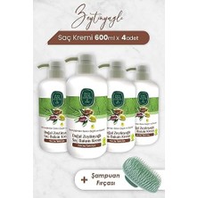 Bliss Store Zeytinyağlı Saç Kremi 600 ml x 4 Adet ve Şampuan Fırçası