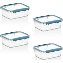 Bliss Store 4'lü Set Press - Saklama Kabı 360 ml Mavi