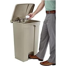 Bliss Store Ev ve Ticari Kullanım Için Adım Kapalı Plastik Çöp Kovası, Eller Serbest Bertaraf, 23 Galon, Tan