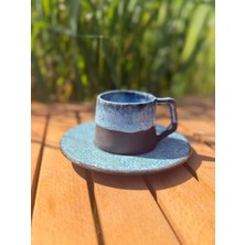 N'Art Stoneware El Yapımı Espresso&Türk Kahve Fincanı 100 ml - Mat Siyah & Okyanus Mavisi