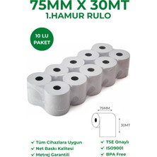 75X30 1.hamur Rulo 1 Koli 200 Adet (Termal Değildir)