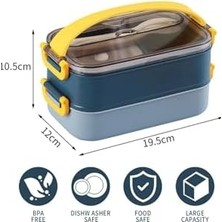 Bliss Store Içi Çelik 2 Katlı Saklama Kabı 1500 ml XC-465