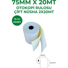 75X20 Otokopi Rulosu 1 Koli 150 Adet Çift Nüsha Otocopy Rulosu