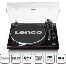 Bliss Store Lenco LBT-288 Wa Pikap Plak Çalar Bluetoothlu Retro Koyu Kahve Ceviz Pikap Plak Çalar