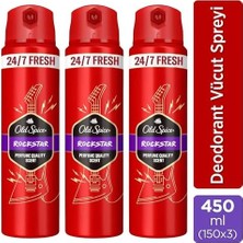 Bliss Store Old Spice Rockstar Erkek Sprey Vücut Deodorantı 150 ml 3lü Paket