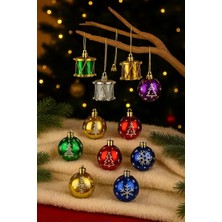 Bliss Store 12 Adet Lüx Yılbaşı Ağacı Süsü Yılbaşı Davulu Set Ağacı Süslemeleri Topları Topu Parti Asılı Top Yılbaşı Süsleri