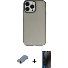 Pileli Store Pilelistore™ iPhone 13 Pro Max Kılıf Ahenk Çizgi Prime - Siyah 3D Antistatik Hayalet Cam Ekran Koruyucu + Metal Kamera Lens Koruma Cam - Kı