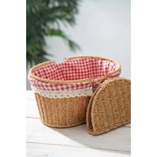 Bliss Store Kapaklı Dantelli Oval Piknik Sepeti -9T13 U/5