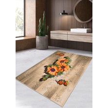 Ardizayn Papatya 70x120cm Organik Pamuk Dokuma Taban, Dökülmez, Yıkanabilir Banyo Halısı
