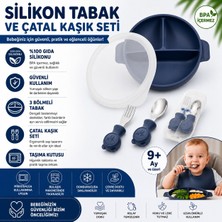 Jojo Silikon Beslenme Seti Vakumlu Silikon Mama Tabağı (Kapaklı), Silikon Çatal ve Kaşık