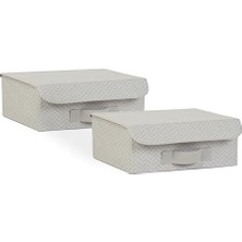 Bliss Store 2'li Gri Kapaklı Kutu Set 30 x 23 x 11 cm
