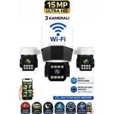 Sonreir RX95W WİFİ 3 Kameralı Güvenlik Kamerası 15MP ULTRA HD PTZ Hareketli Sesli Gece Görüşlü Akıllı Kamera