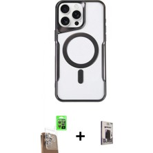 Pileli Store Pilelistore™ iPhone 16 Pro Max Kılıf Yadigar Klasik Özel Seri - Siyah Bilvis Hayalet Cam Ekran Koruyucu + Raze Metal Kamera Lens - Cltm