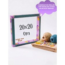 Punchistanbyuyc Lila Çiçekli 20x20 cm Kombinasyon Özellikli Punch ve Tüm Nakışlara Uygun İğneli/Telli Ahşap Kasnak (KILIF HEDİYELİ)