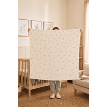 Luvis Home Müslin Bebek Battaniyesi 100 cm x 100 cm – Soft Leafs Minimal Yaprak Desenli Çok Amaçlı Örtü