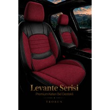 Trobus Ford Kuga 2008-2012 Uyumlu Levante Serisi Bel Destekli Keten Bordo Siyah Koltuk Kılıfı