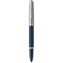 Parker 51 2123501 Dolma Kalem, Krom Süs Parçalarıyla Mavisi Şaft, Mürekkep Kartuşlu, Ince Uçlu, Kutusu