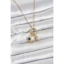 TKÇ 316L Çelik Gold Renk Gece Gündüz Tema Charmlı Kadın Kolye