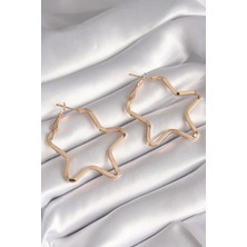 TKÇ Pirinç Gold Renk Yıldız Model Kadın Küpe
