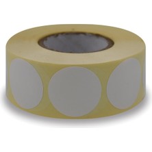 , Kuşe Etiket 30MM Çap Ruloda 1000 Adet 40MM Kuka Çapında Baskısız Nokta Etiketi