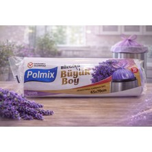 TKÇ Polmix Lavanta Kokulu Büzgülü Çöp Torbası Büyük Boy 65X70 cm 10'lu 1 Paket Dayanıklı Sızd