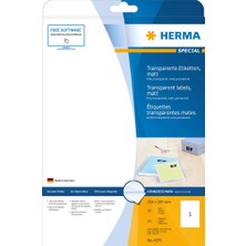 Herma 4375 Hava Şartlarına Dayanıklı Folyo Etiketleri Dın A4 Şeffaf 210 x 297 Mm, Yaprak, Polyester Folyo,
