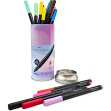 Faber-Castell Grip Finepen Ince Keçe Uçlu Kalem Seti, 15’, 0.4 Mm, Metal Destekli Uç, Ergonomik Gövde, Cetvel Şabl