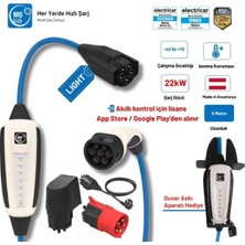 Nrgkick Sabit Standart Set 32A Light 22KW 5 Metre - Duvar Soketi + 32A Ataşman + Ev Prizi Adaptörü + Askı Aparatı Hediyeli