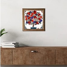 Nar Ağacı Taş Duvar Tablosu Ahşap Çerçeveli Duvar Dekoru Art 25X25CM W1-03