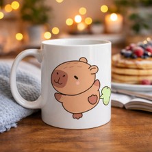 TKÇ Sevimli Kapibara Desenli Porselen Kupa Model 96 Capybara – Neşeli Tasarım, Kahve & Çay Kupası,