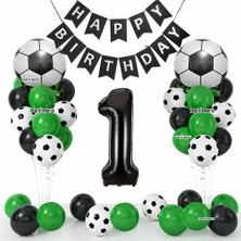Parti Pera Futbol Temalı Doğum Günü Balon Seti Siyah Beyaz Top Folyo Balon